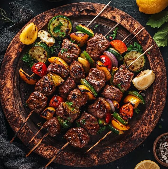 Beef and Vegetable Kabobs with Lemon Herb Marinade